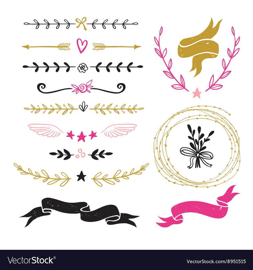 Vintage Graphic Set Of Dividers Borders Frames And