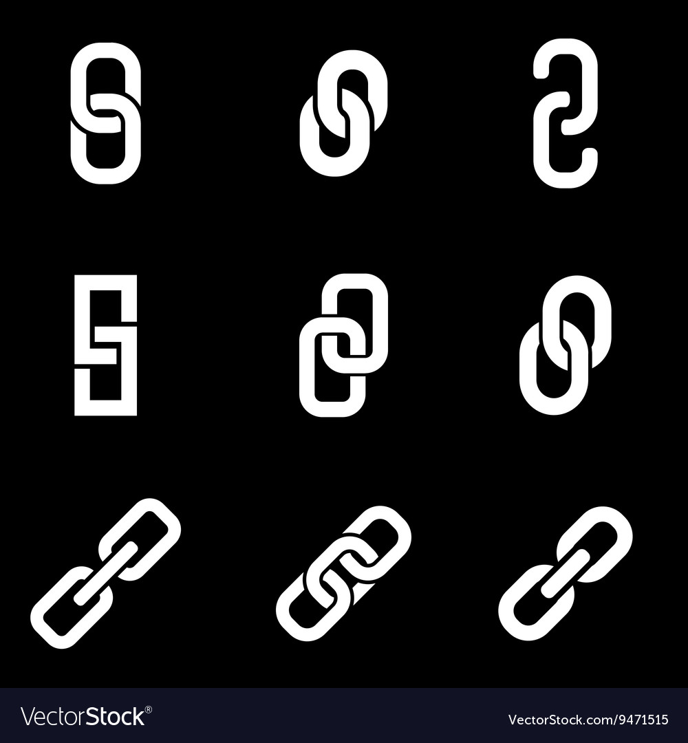 White chain or link icon set Royalty Free Vector Image