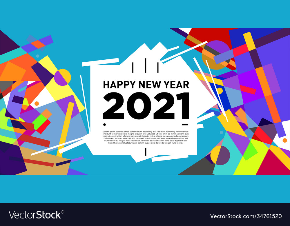 Abstract geometric background for new year 2021 Vector Image