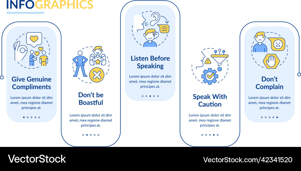 Basic etiquette rules blue rectangle infographic Vector Image