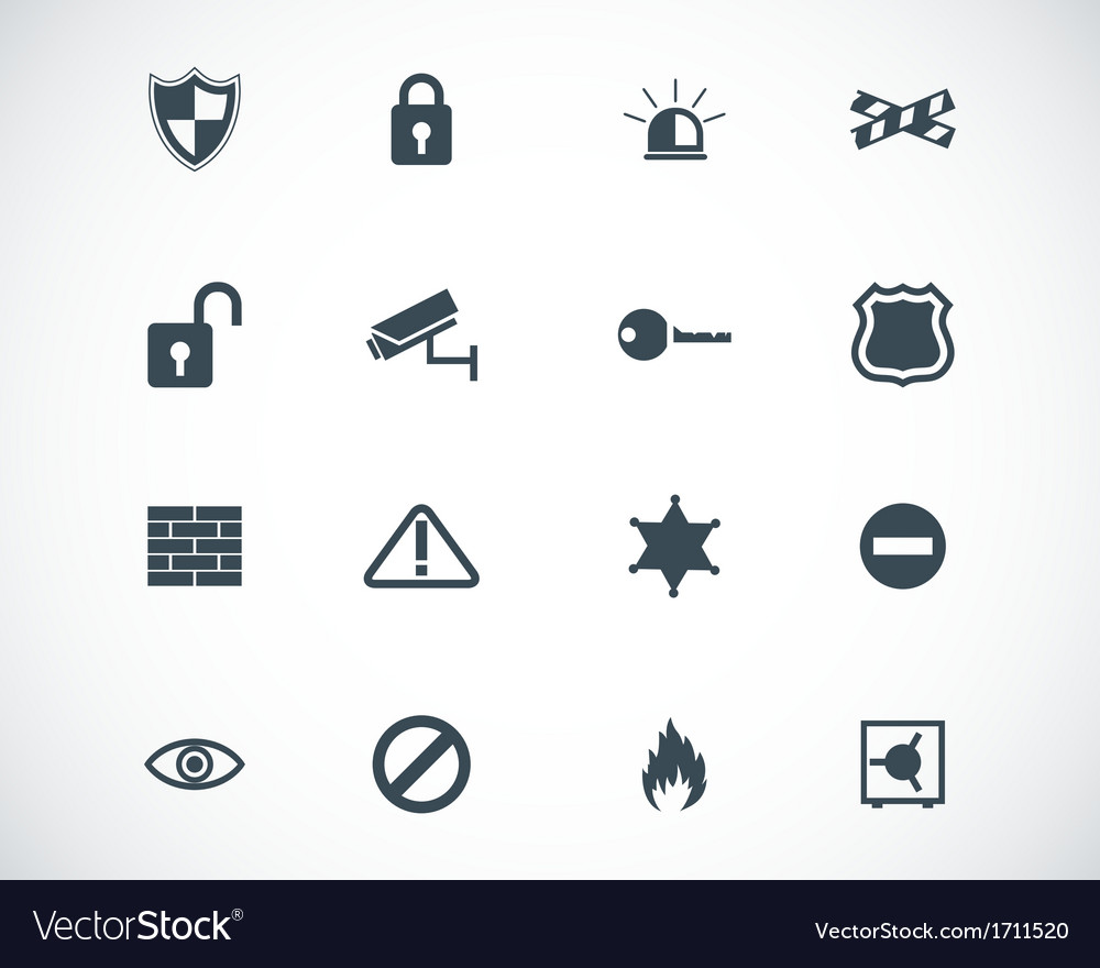 Black security icons set Royalty Free Vector Image