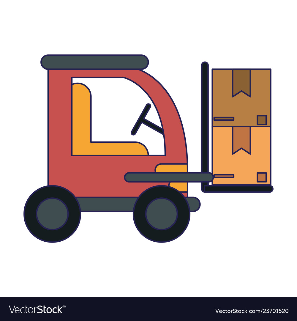 Cargo vehicle and warehouse Royalty Free Vector Image