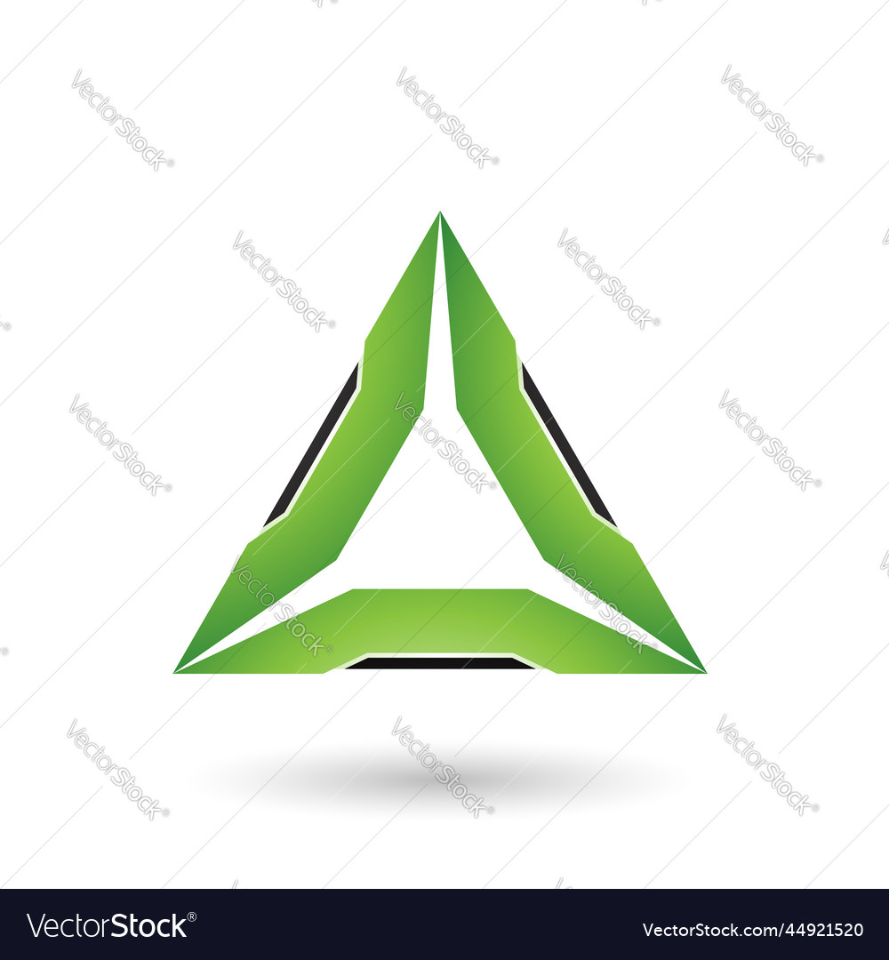 Green triangle with black edges Royalty Free Vector Image