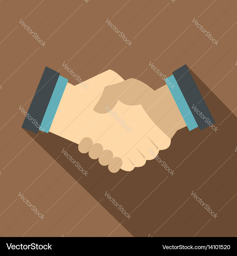 Handshake icon flat style Royalty Free Vector Image