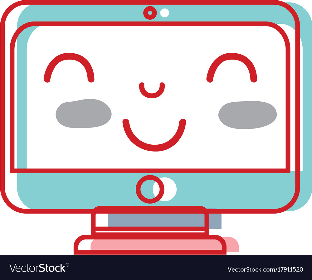 Kawaii cute happy screen monitor Royalty Free Vector Image