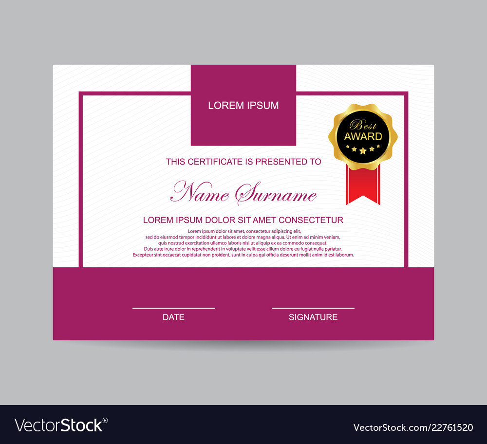 Modern certificate template Royalty Free Vector Image