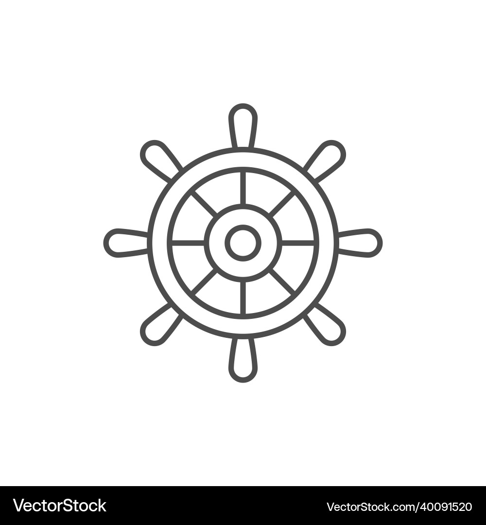 Ship steering wheel line outline icon Royalty Free Vector