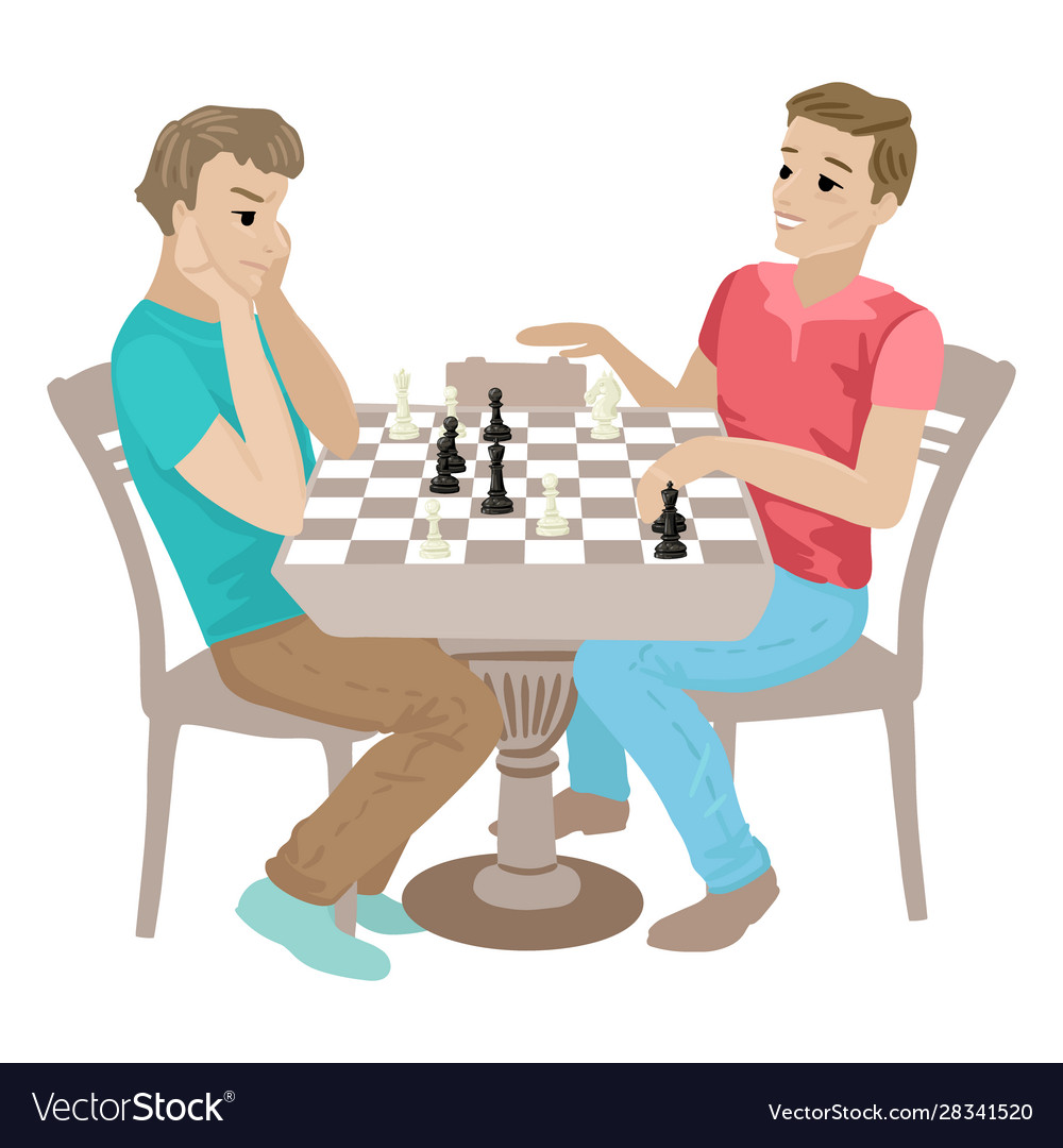 Two people plays chess online Royalty Free Vector Image