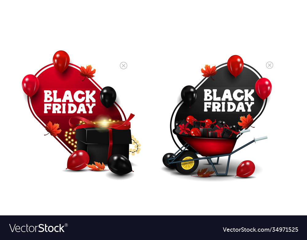 Black friday sale red and discount banners Vector Image