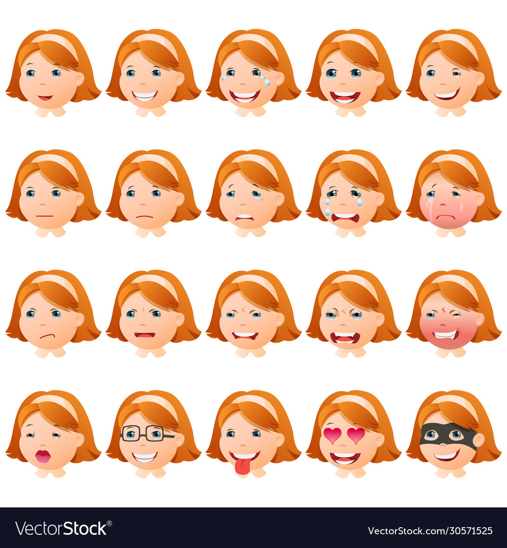 Faces-emotions-02 Royalty Free Vector Image - VectorStock