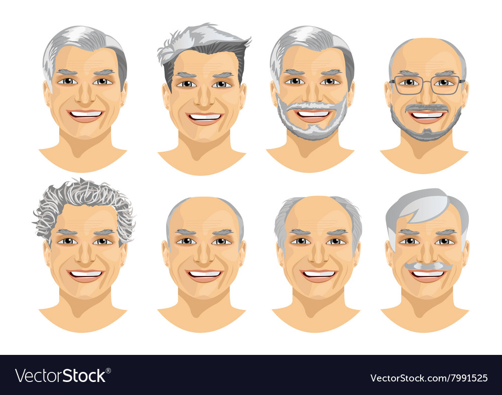 Mature Man Avatar With Different Hairstyles Vector Image