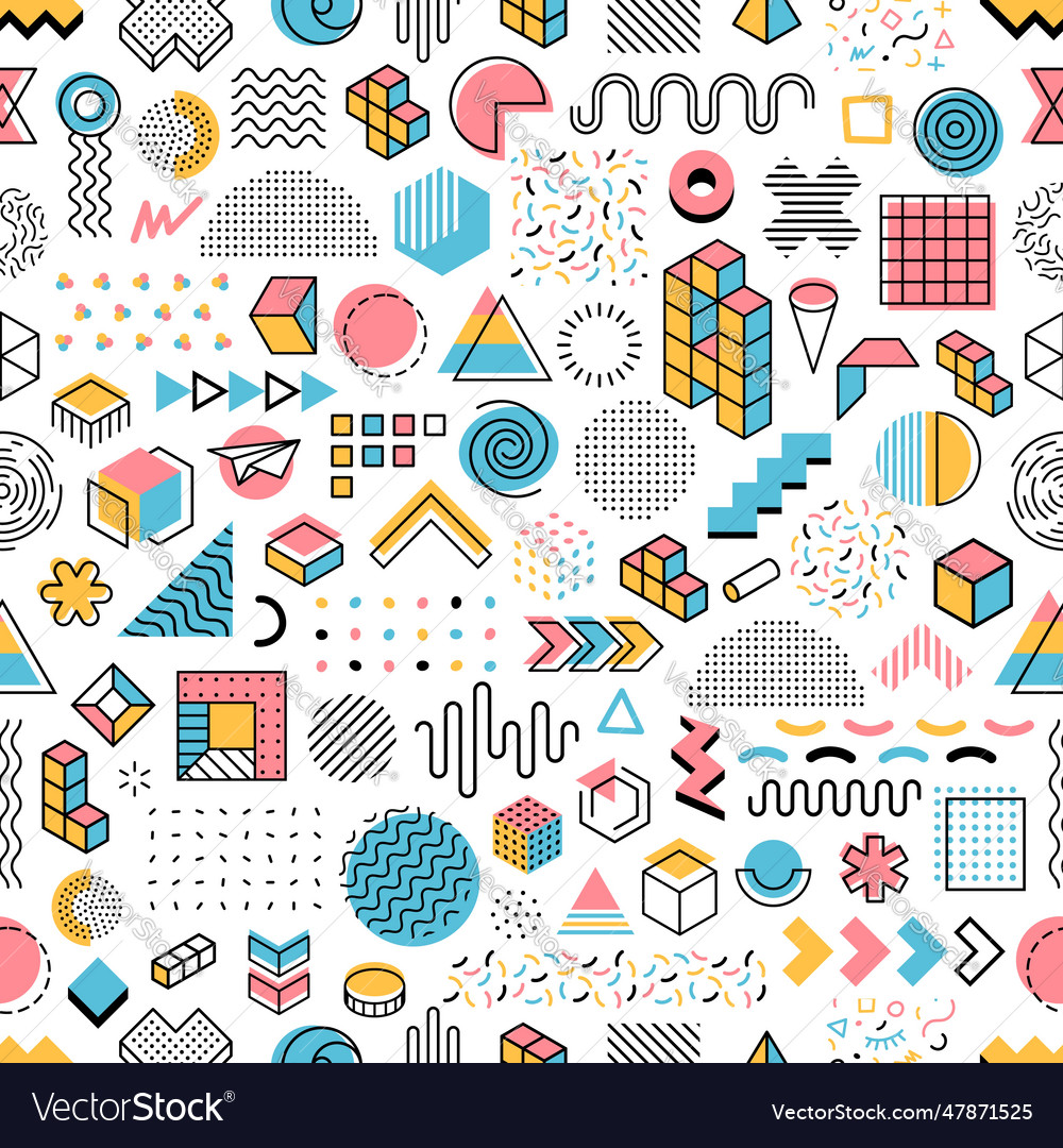 Memphis pattern background abstract shapes Vector Image