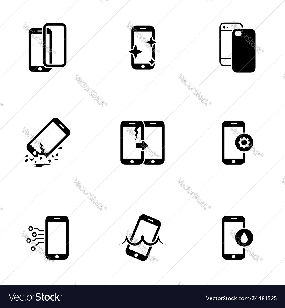 Set simple icons on a theme repair smartphone Vector Image