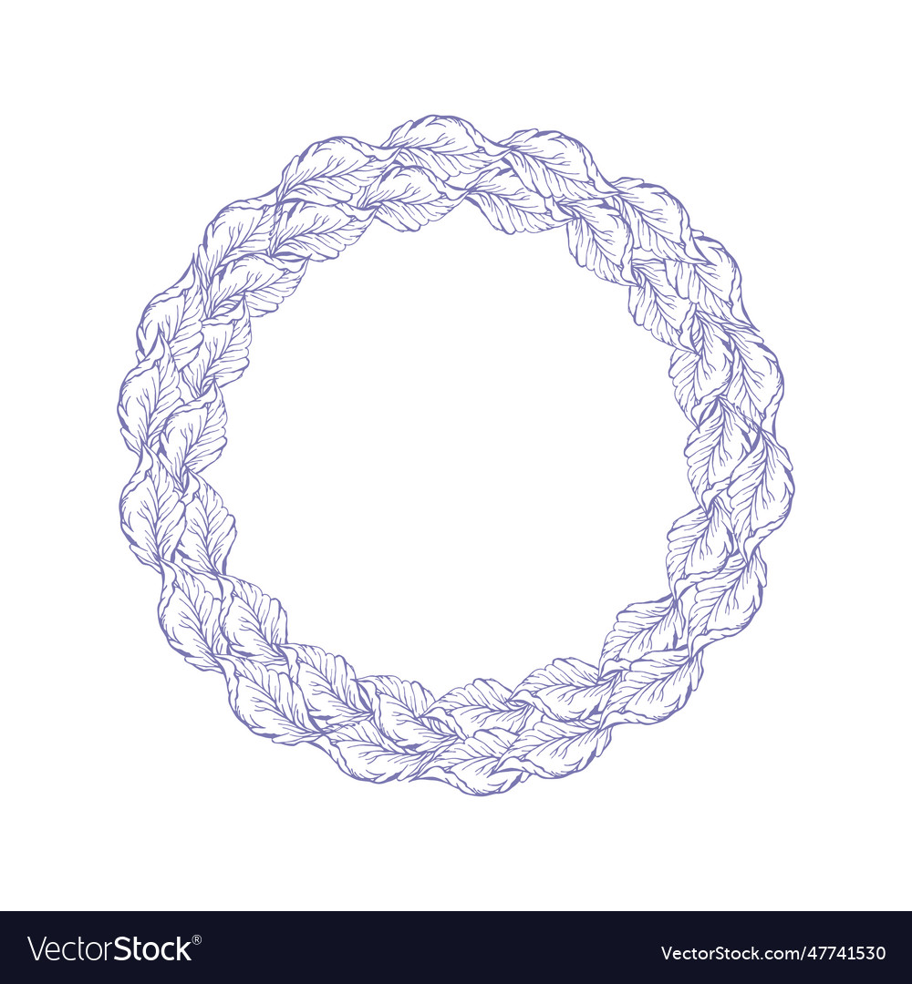 Leaves boarder wreath frame in pastel line art for
