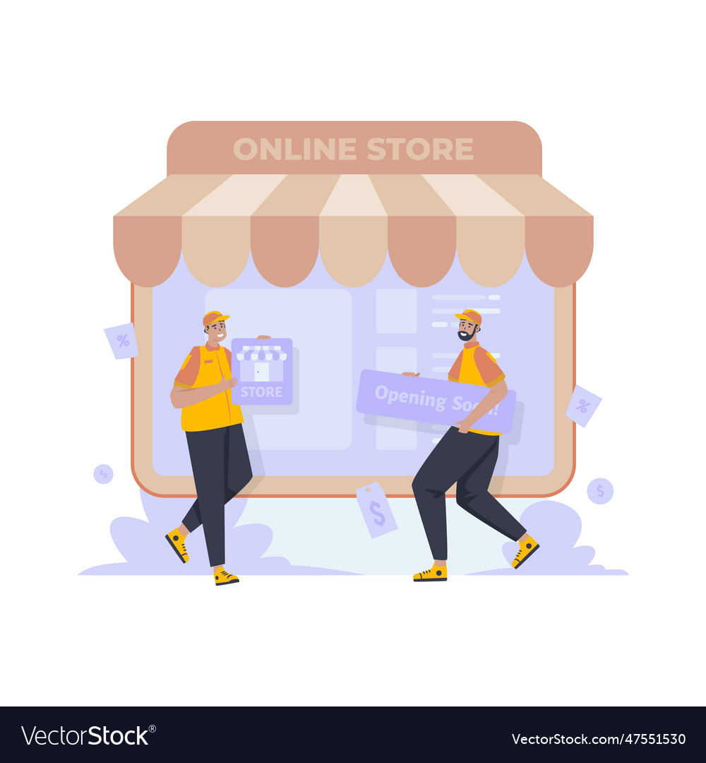 Open an online store royalty free vector image