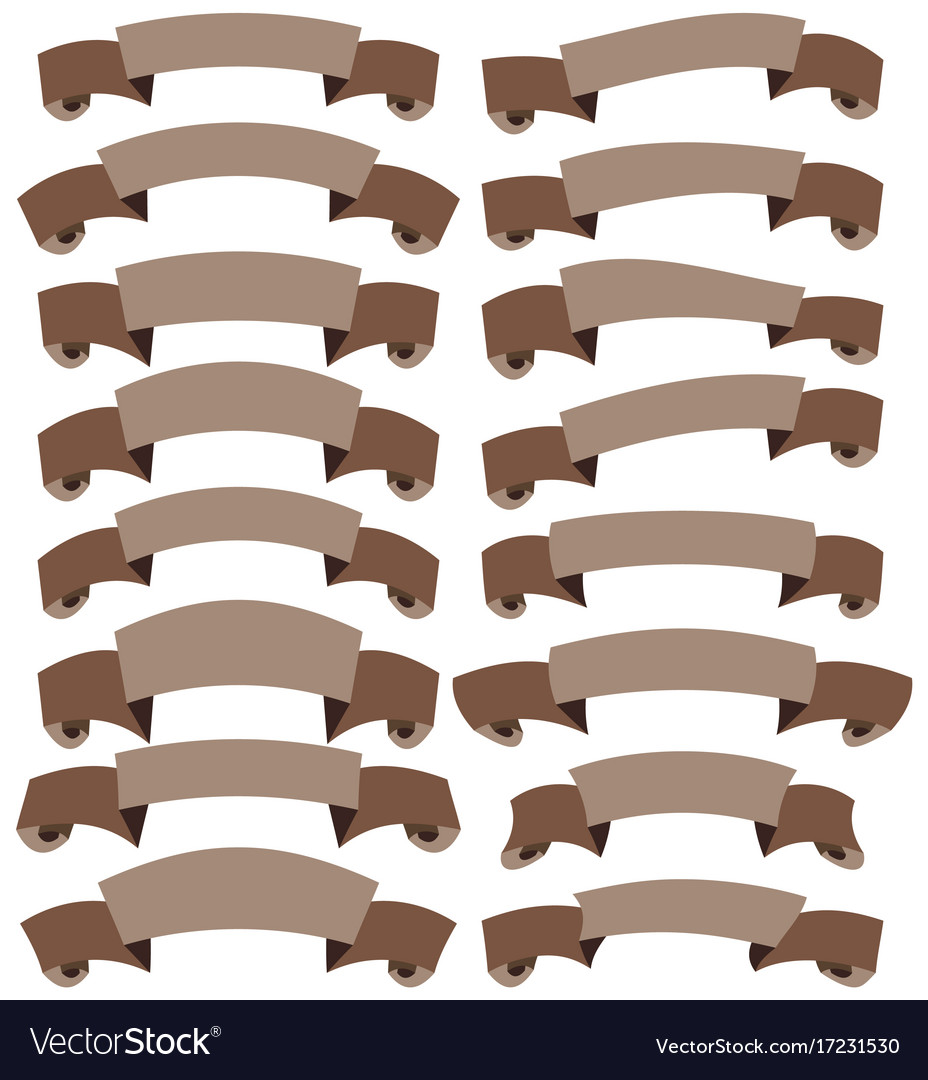 Set of beautiful festive brown ribbons Royalty Free Vector