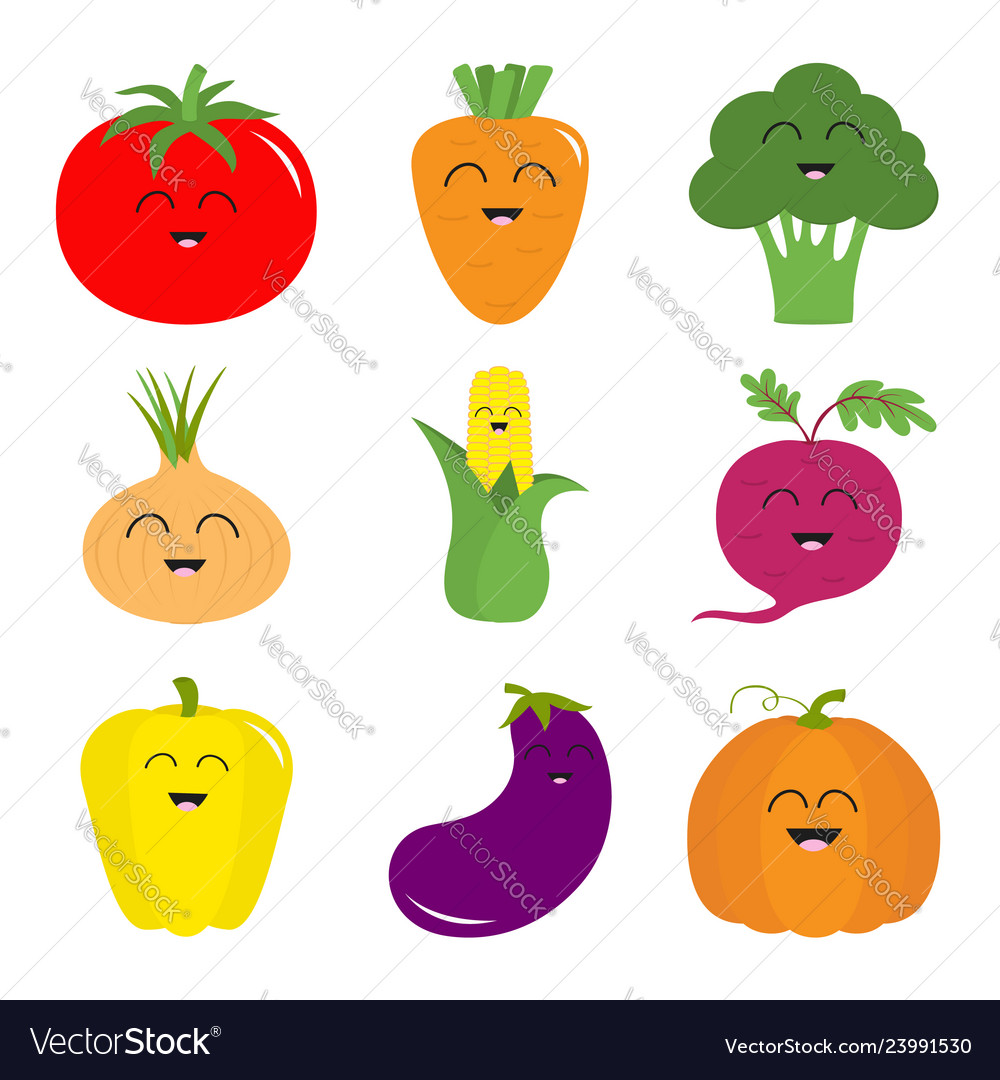 Vegetable icon set pepper tomato carrot broccoli Vector Image