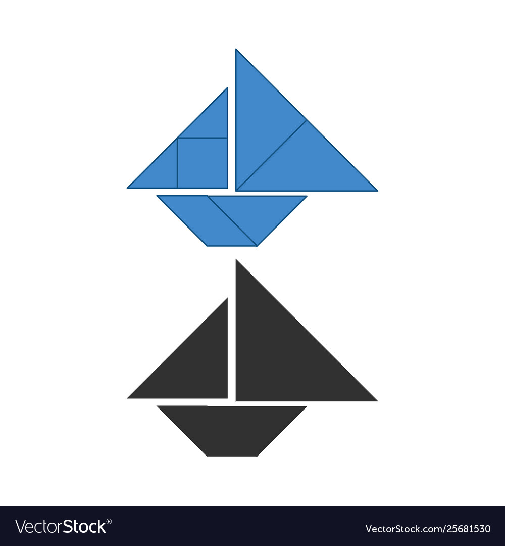 Yacht or boat tangram traditional chinese Vector Image