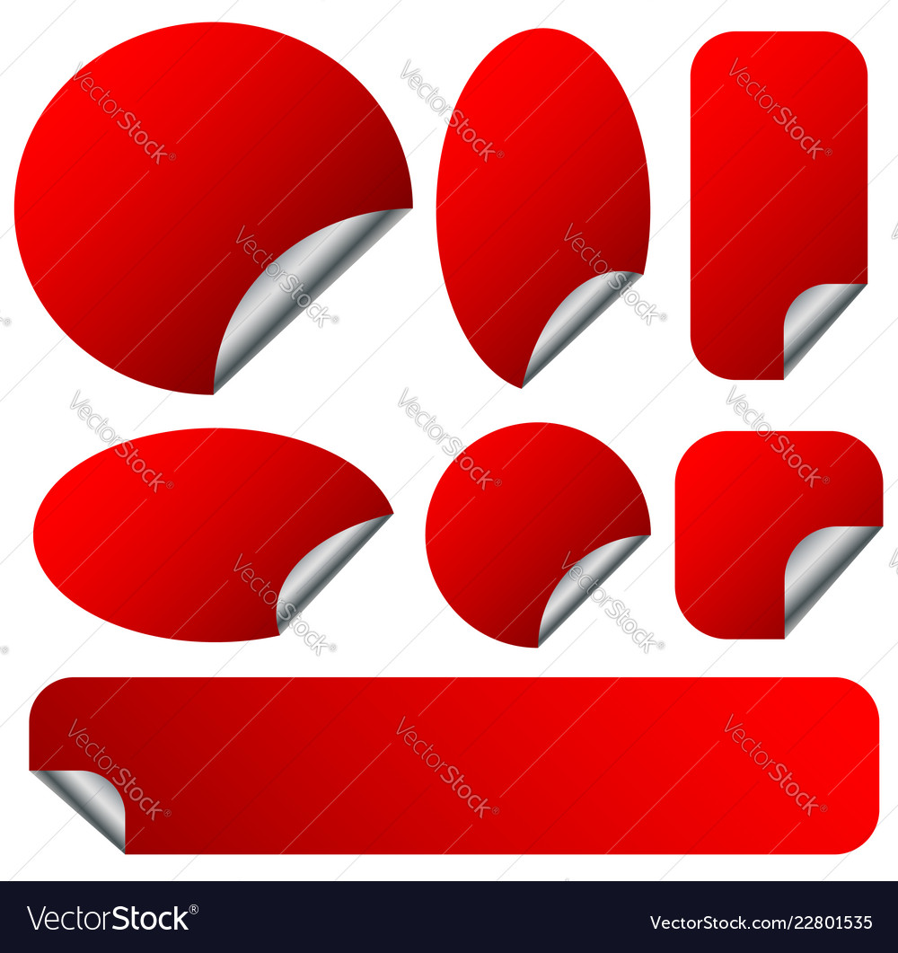 Peeling red stickers set with metallic back side Vector Image