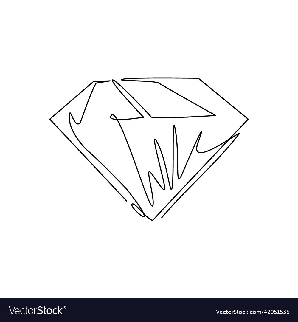 Single continuous line drawing brilliant diamond Vector Image
