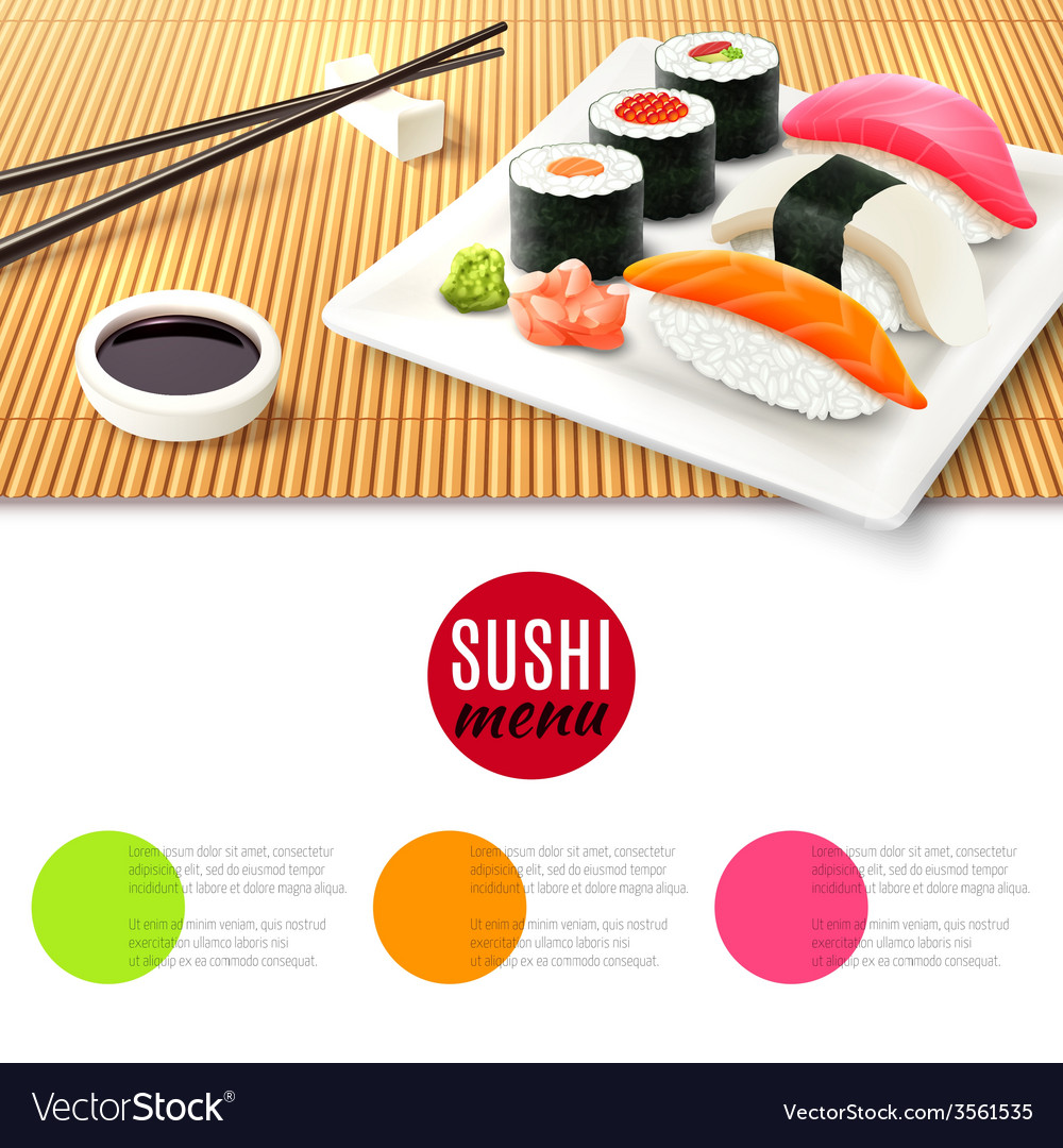 Sushi and bamboo mat