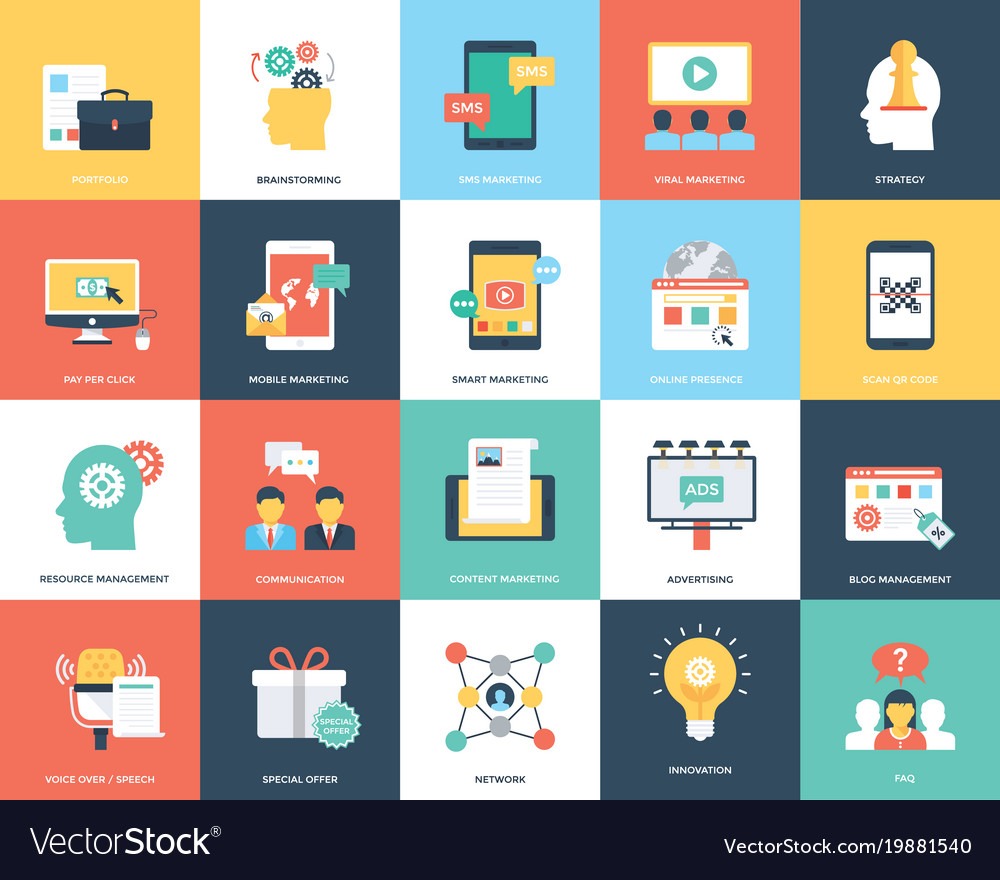 Digital marketing flat pack Royalty Free Vector Image