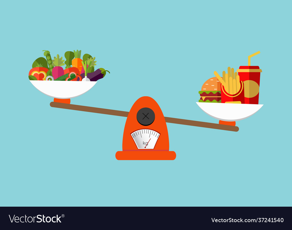 Flat design concept weight loss healthy Royalty Free Vector