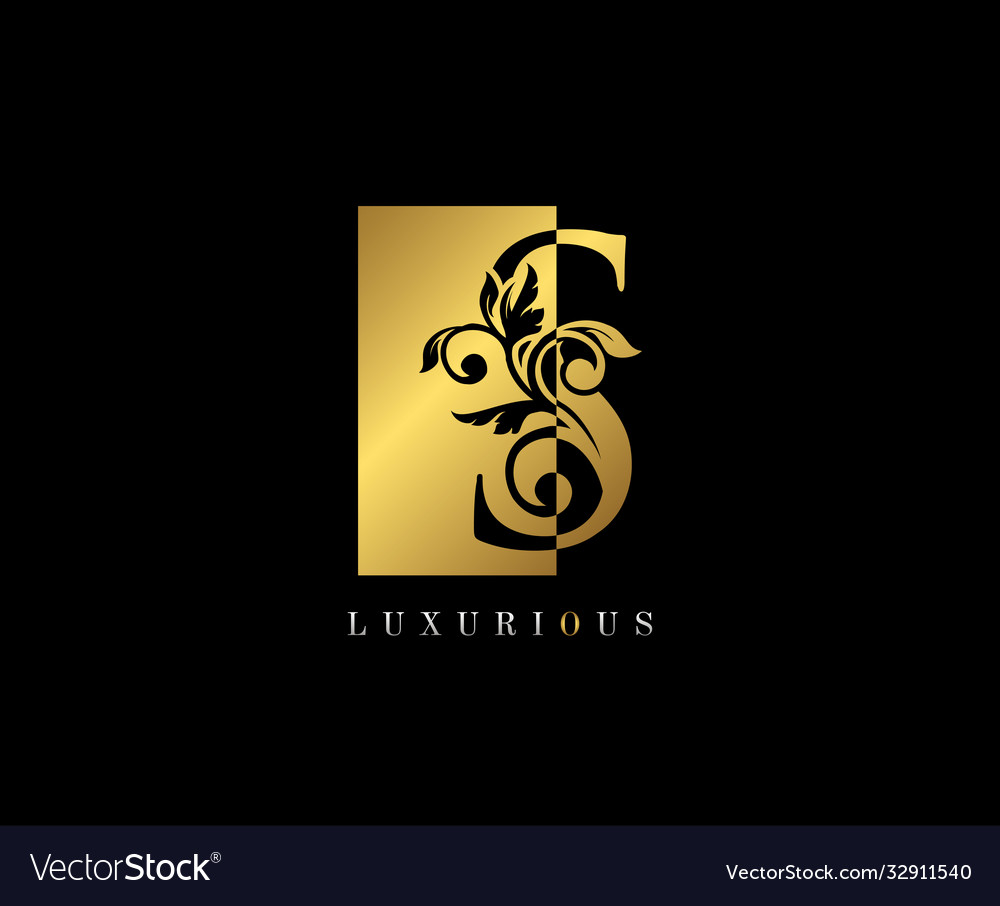 Golden s letter logo design gold s letter Vector Image