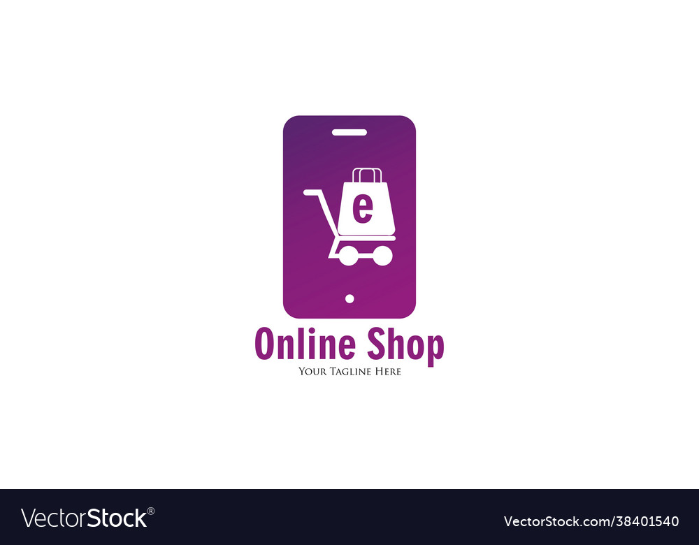 Gradient e-commerce logo online shop logo Vector Image