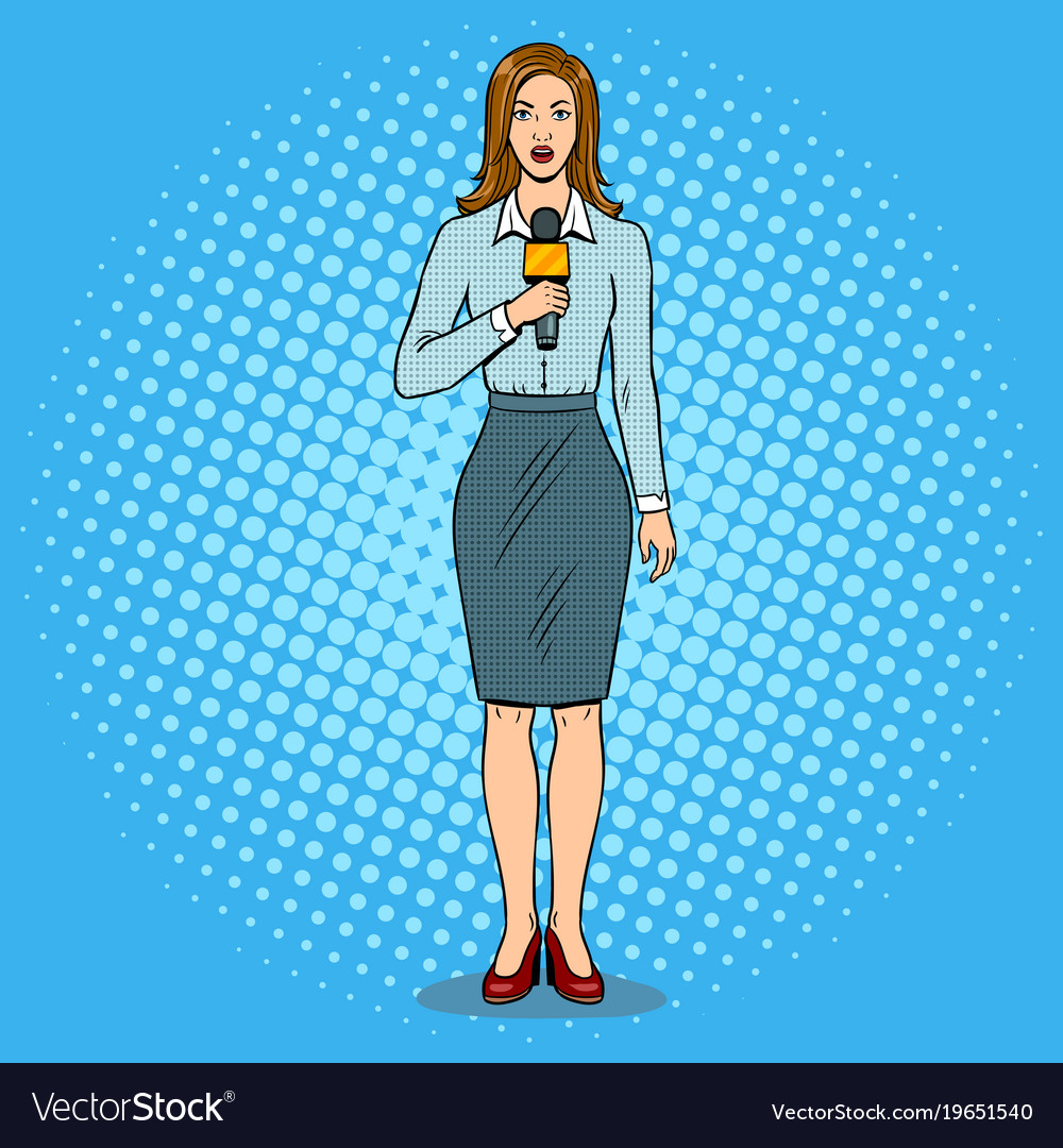 Journalist with microphone pop art Royalty Free Vector Image