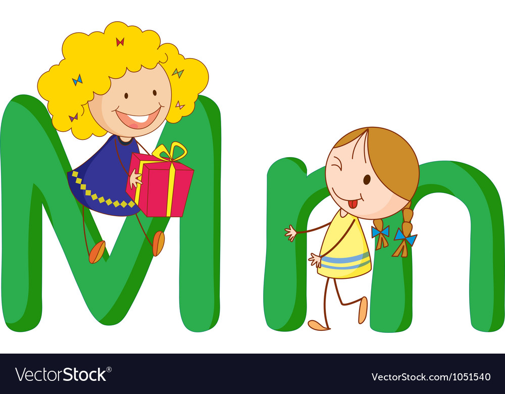 Kids in letters series Royalty Free Vector Image