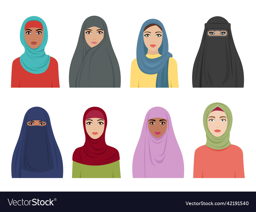 Muslim girls avatars islamic fashion for women Vector Image