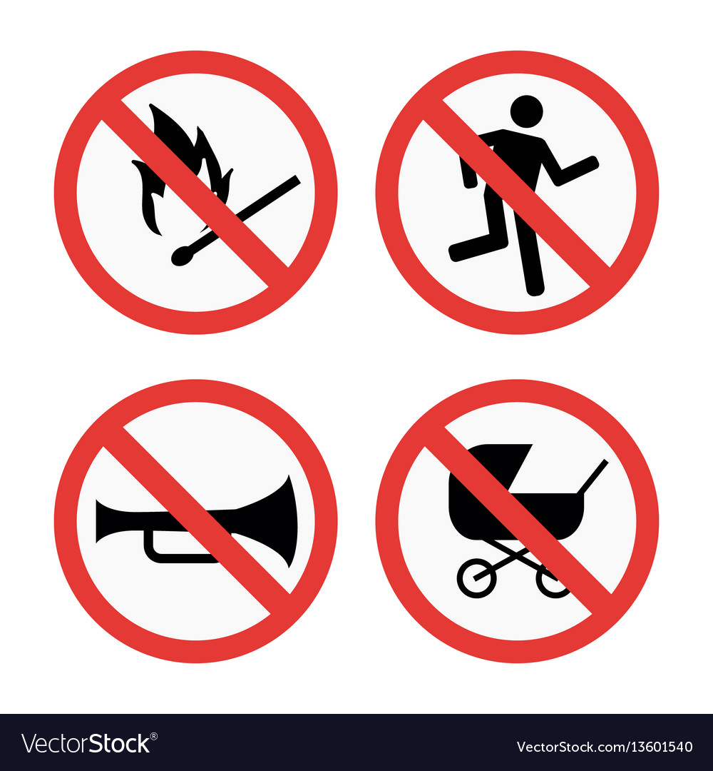 Prohibition signs set safety information Vector Image