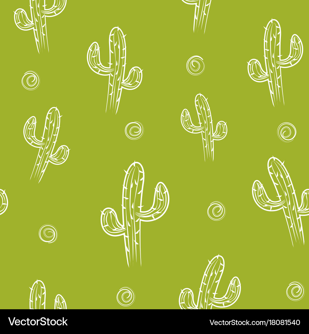 Seamless pattern with cactus background Royalty Free Vector