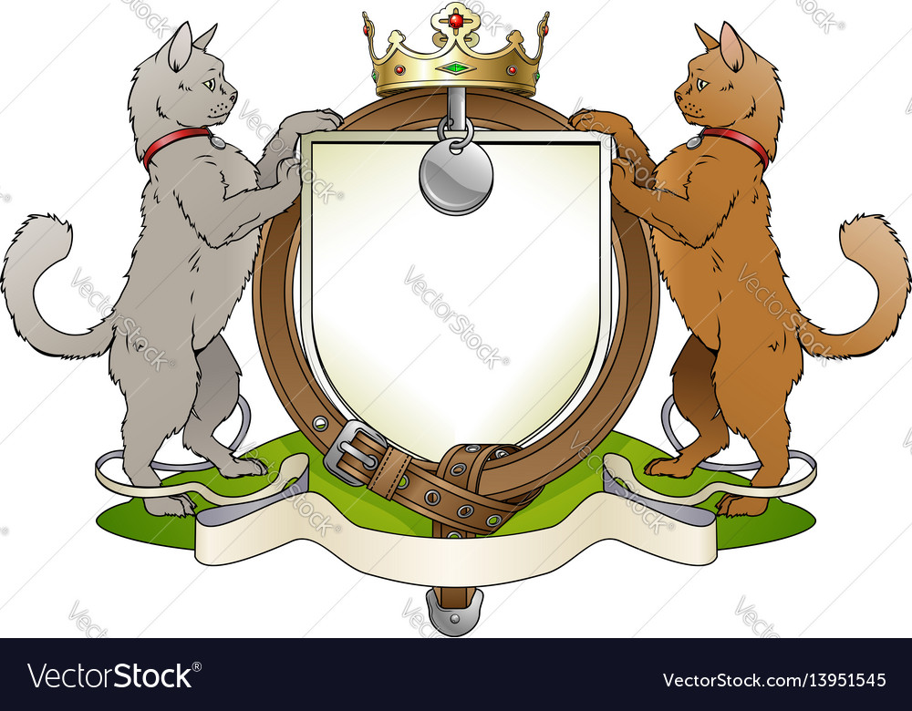 Cat pets heraldic shield coat arms Royalty Free Vector Image