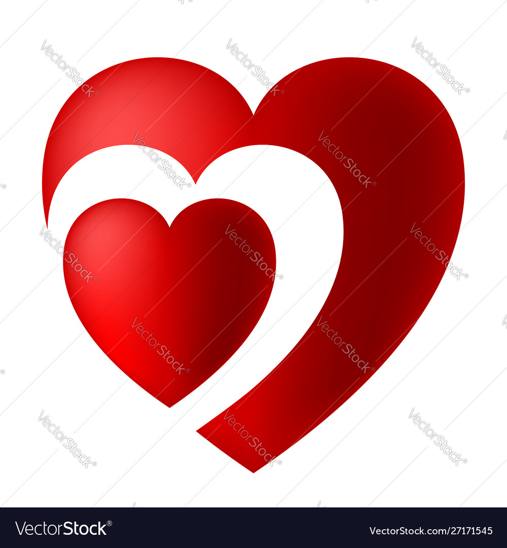 Double heart icon with gradients simple and Vector Image