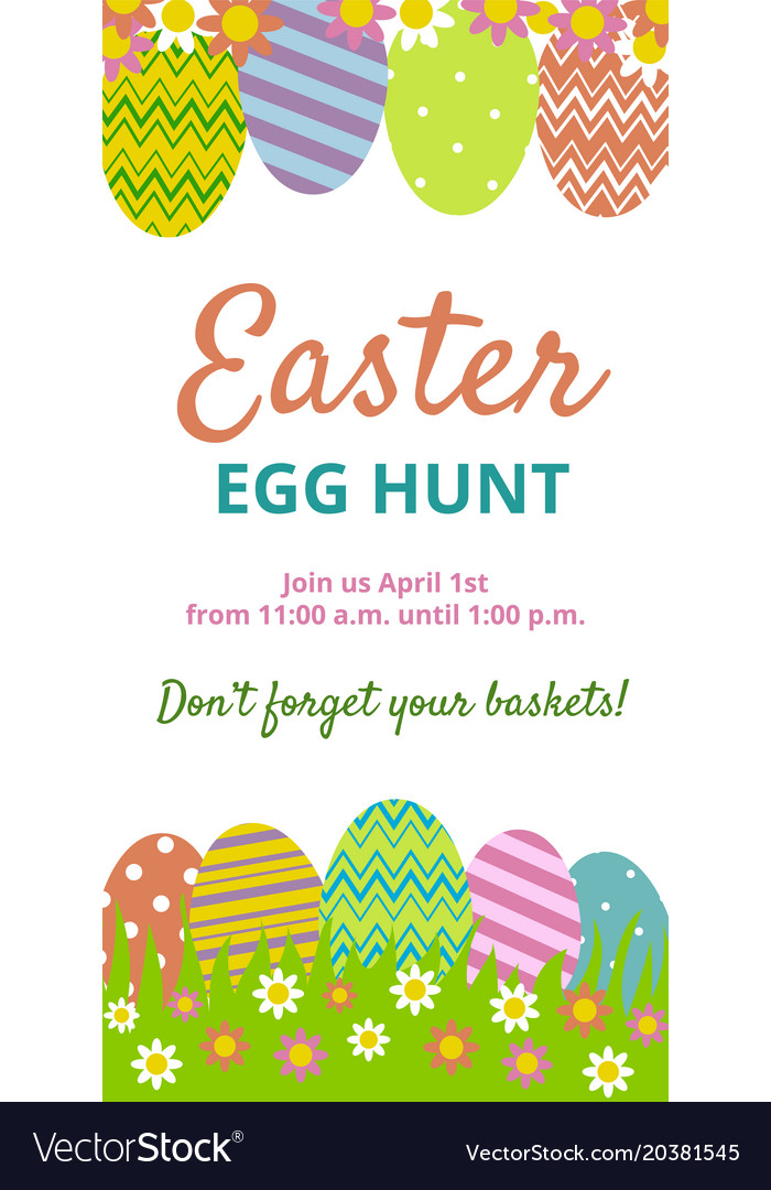 Easter hunt invitation card Royalty Free Vector Image