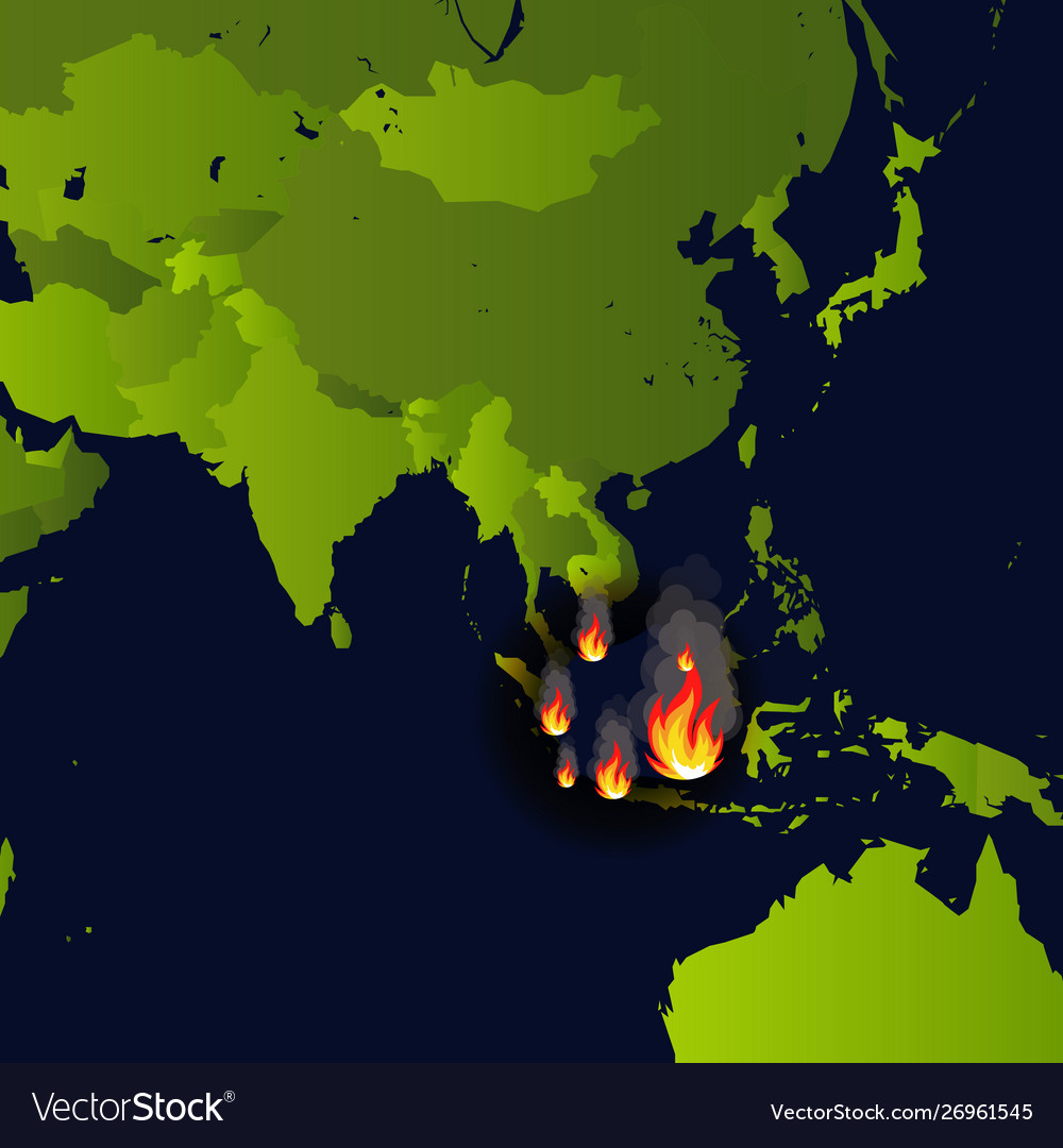 Forest Fires Banner Fire Place On Map Disaster Vector Image