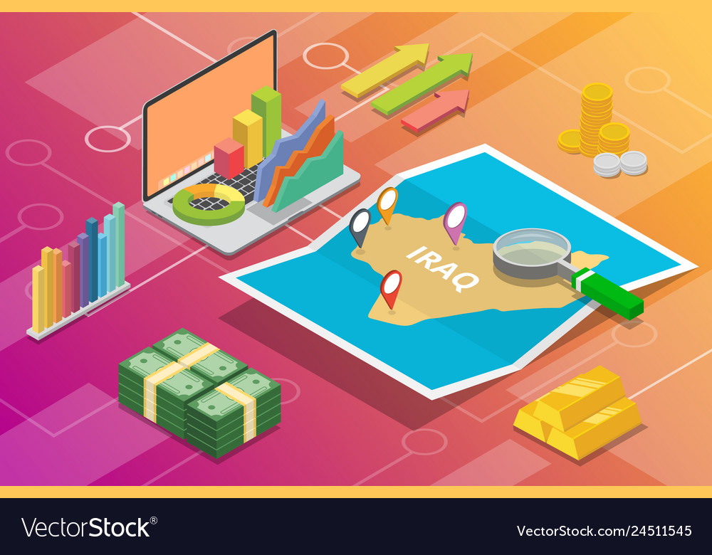 Iraq business economy growth country with map Vector Image