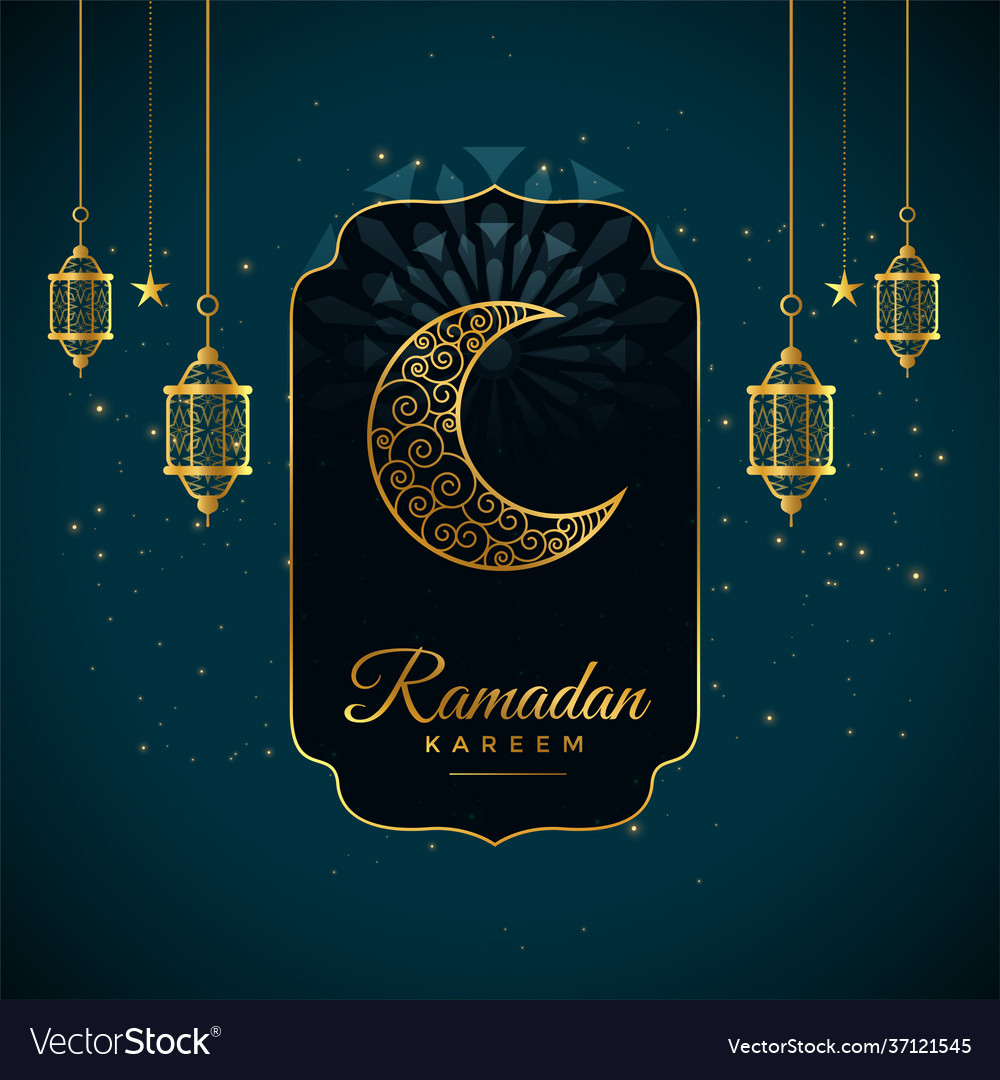 Ramadan kareem golden greeting in islamic style Vector Image