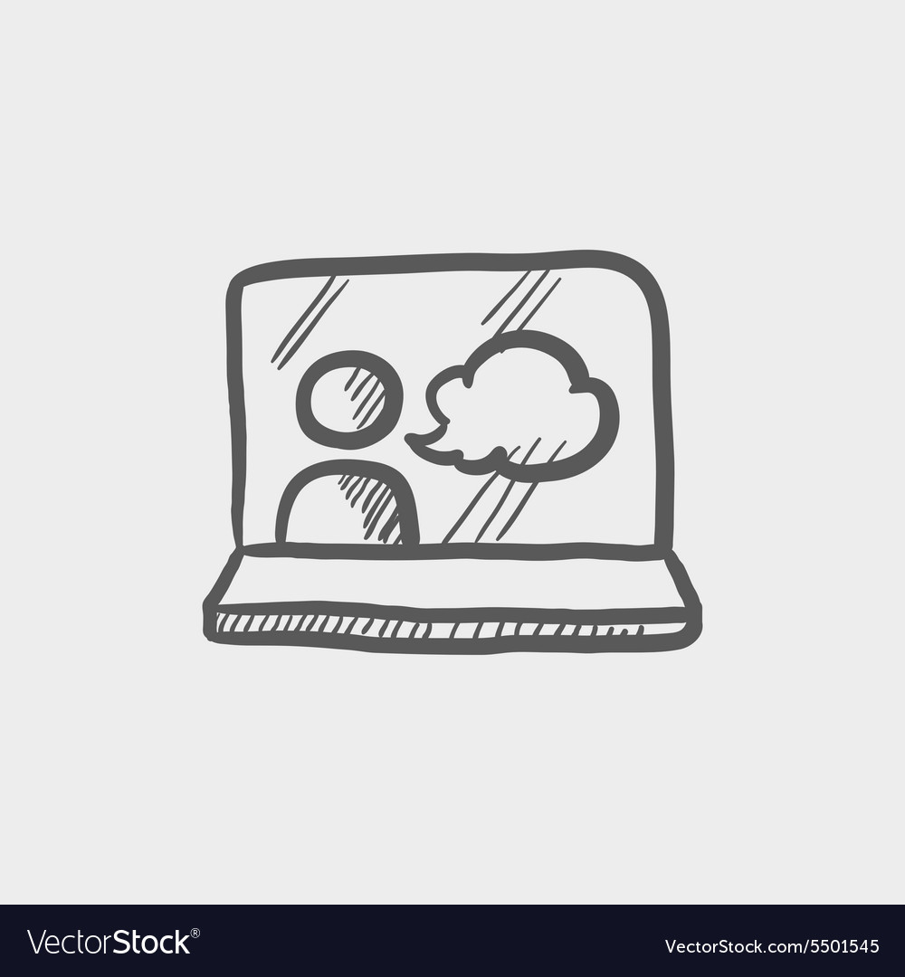 Video Chat Online Sketch Icon