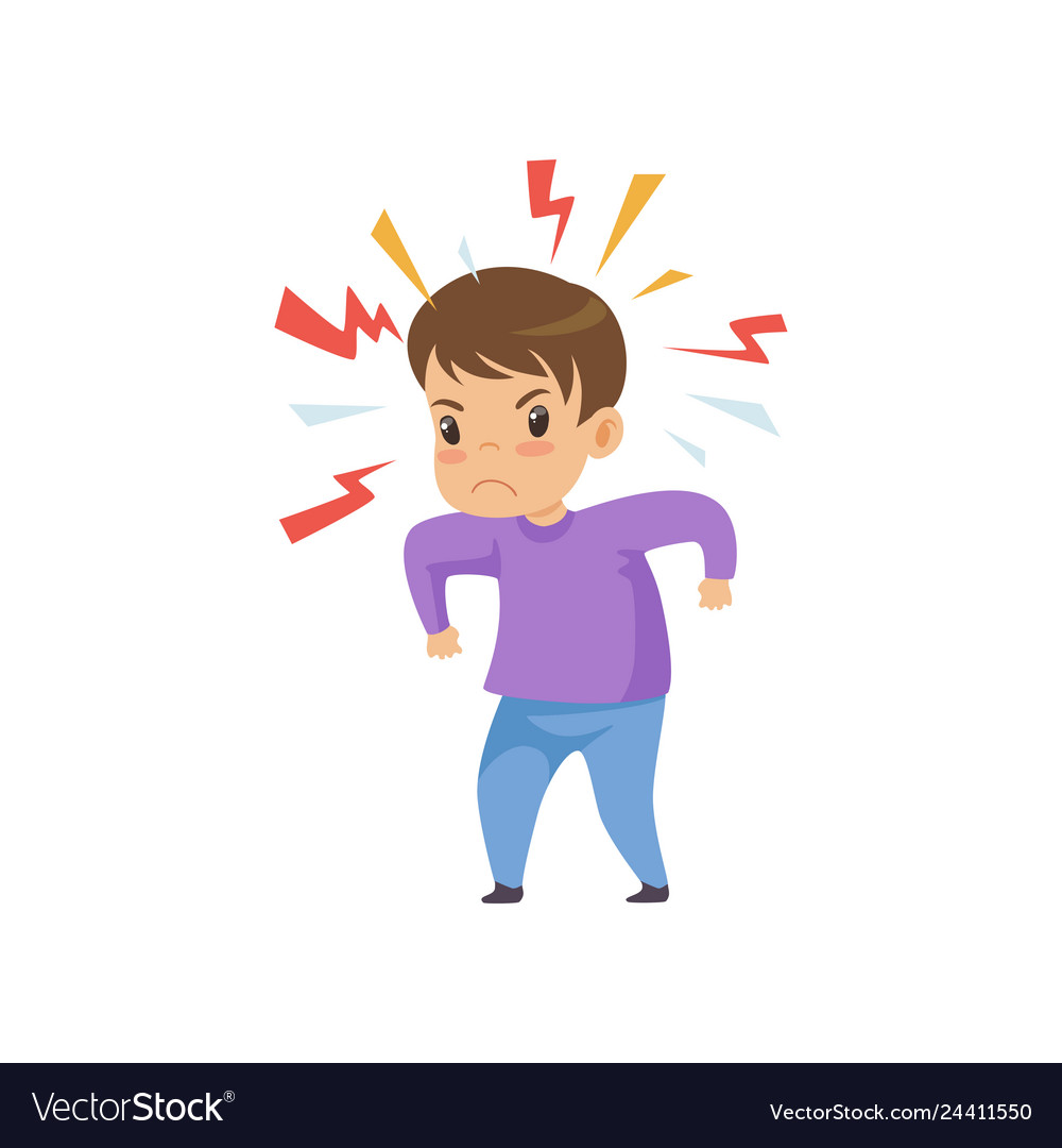 Aggressive Naughty Boy Bad Child Behavior Vector Image