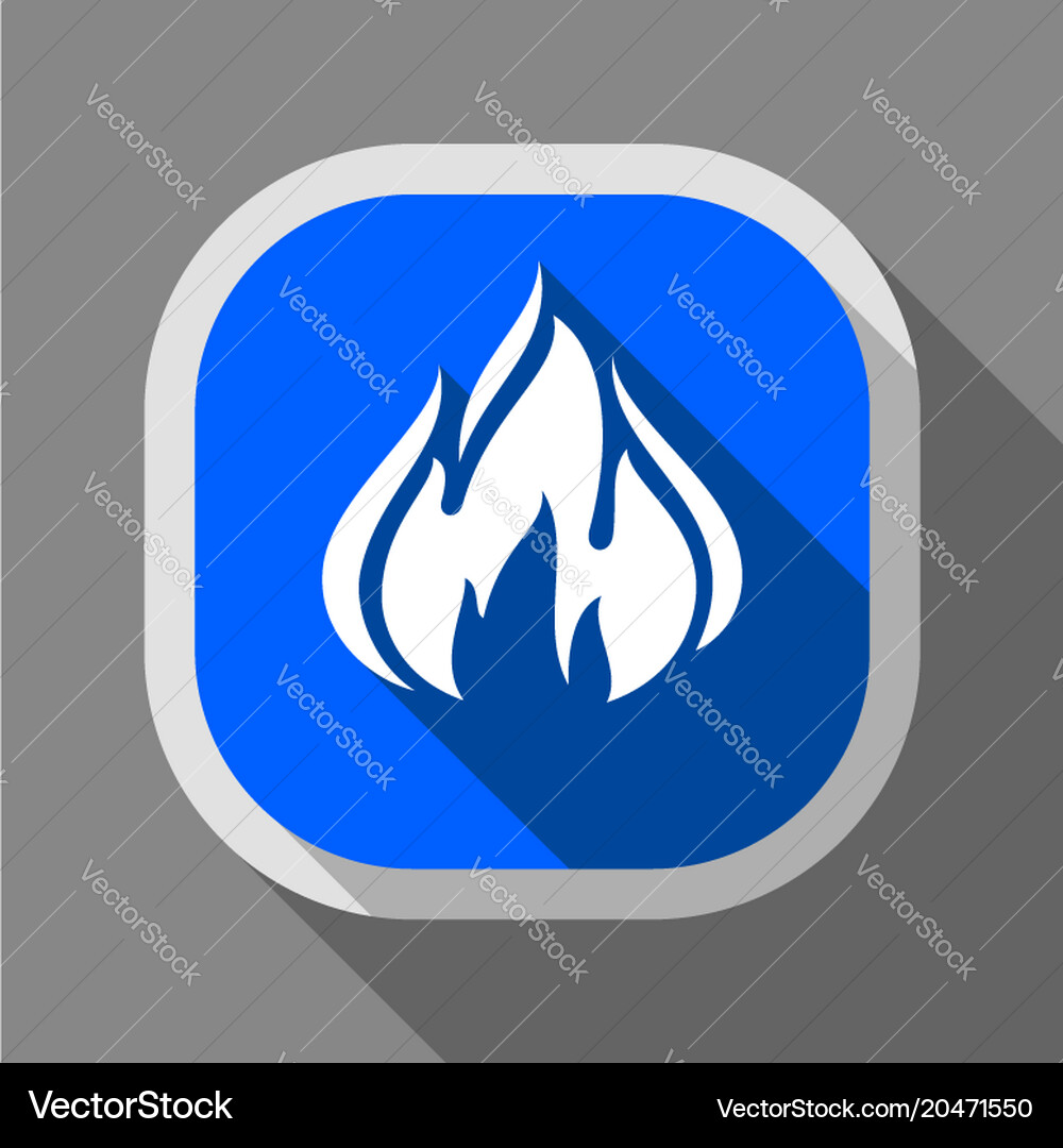 Fire icon square button Royalty Free Vector Image