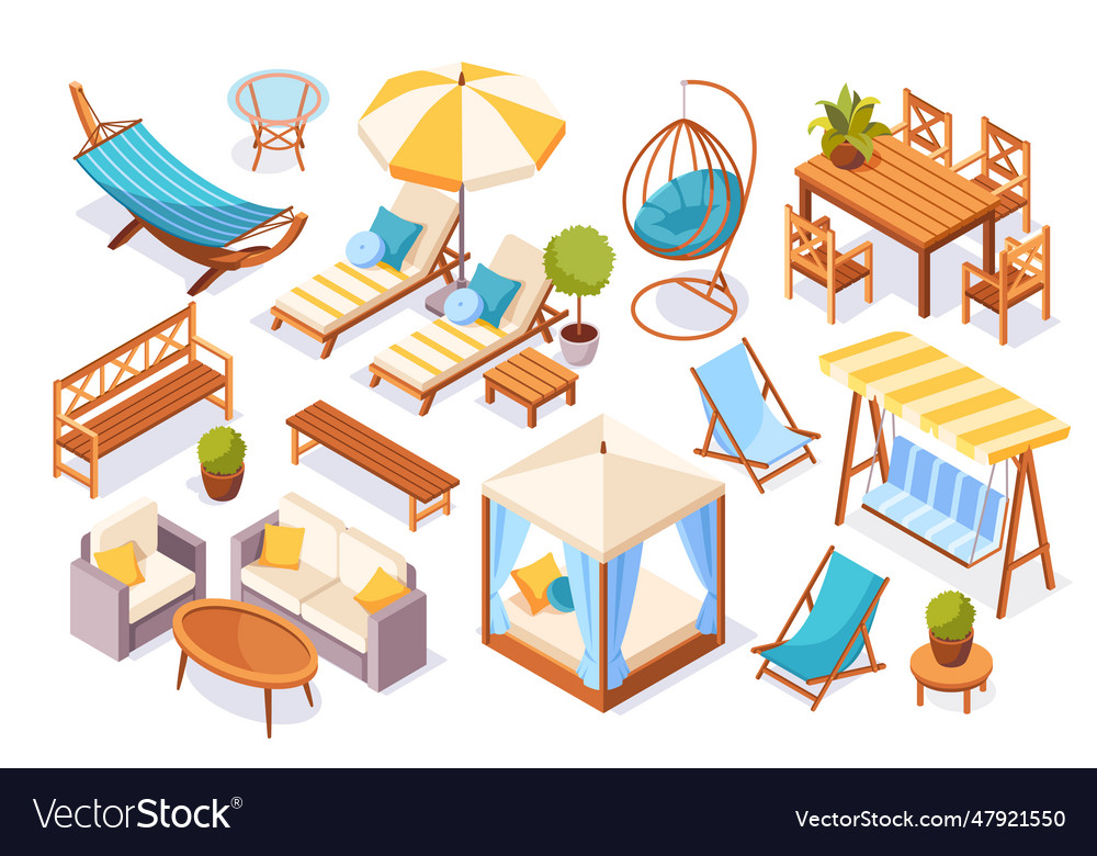 Furniture for backyard and garden set Royalty Free Vector