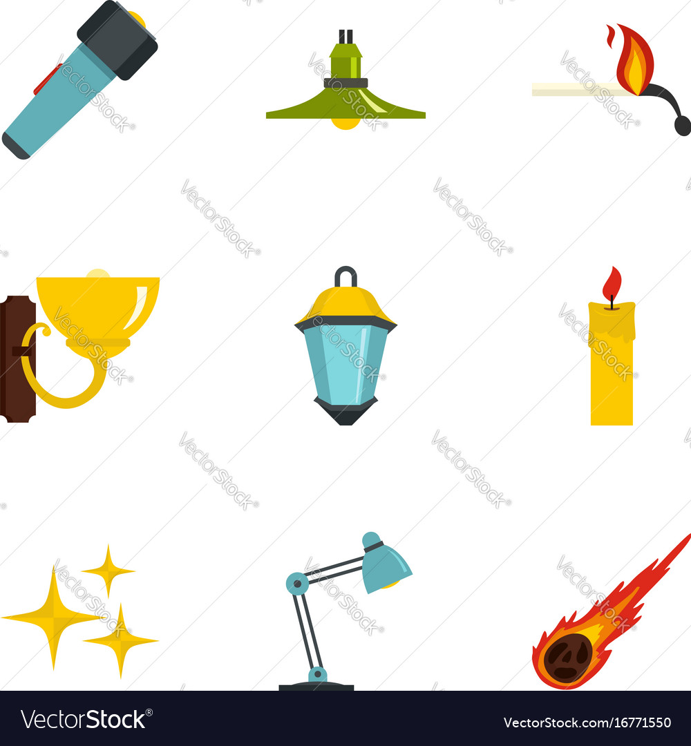 Light symbols icon set flat style Royalty Free Vector Image