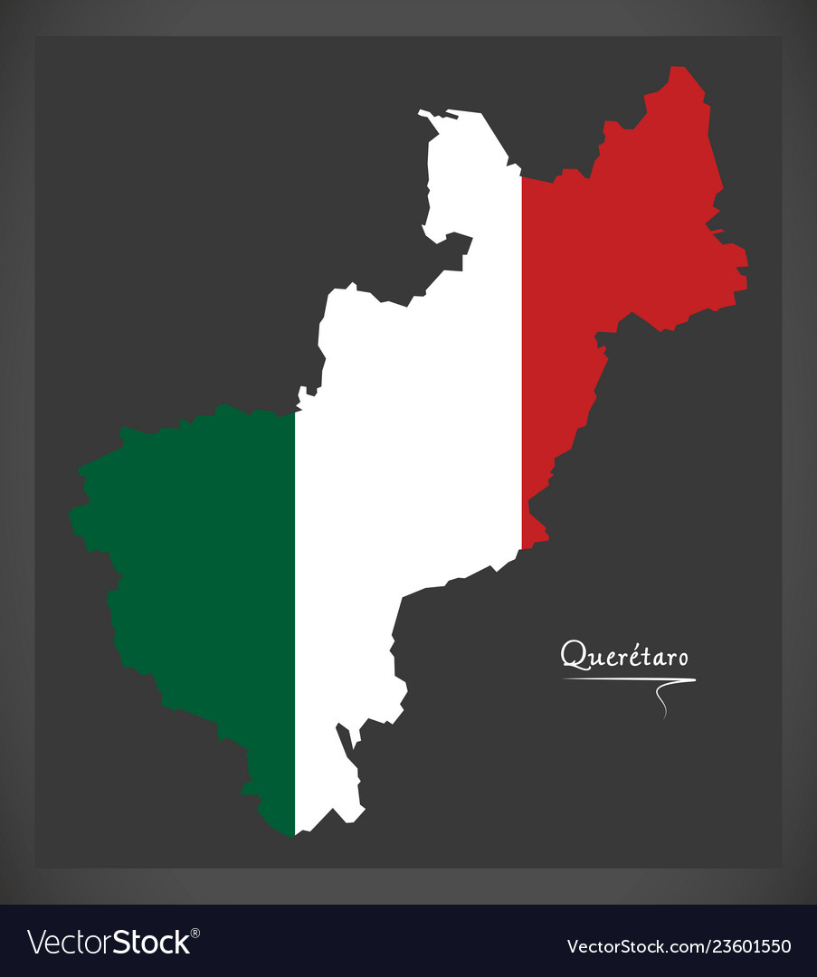 Queretaro map with mexican national flag