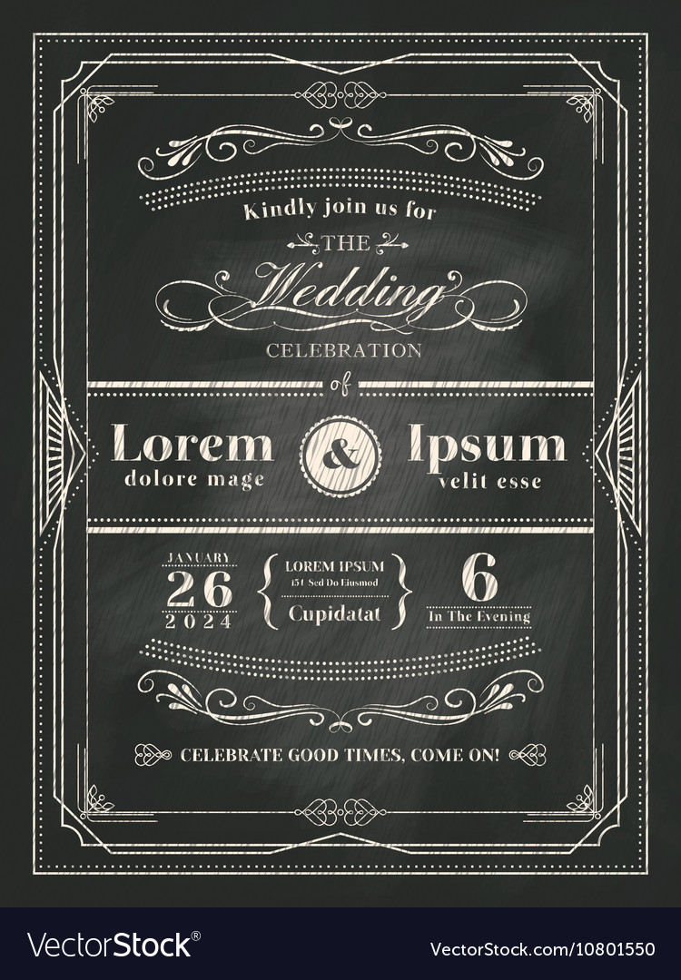 Vintage frame wedding invitation card Royalty Free Vector