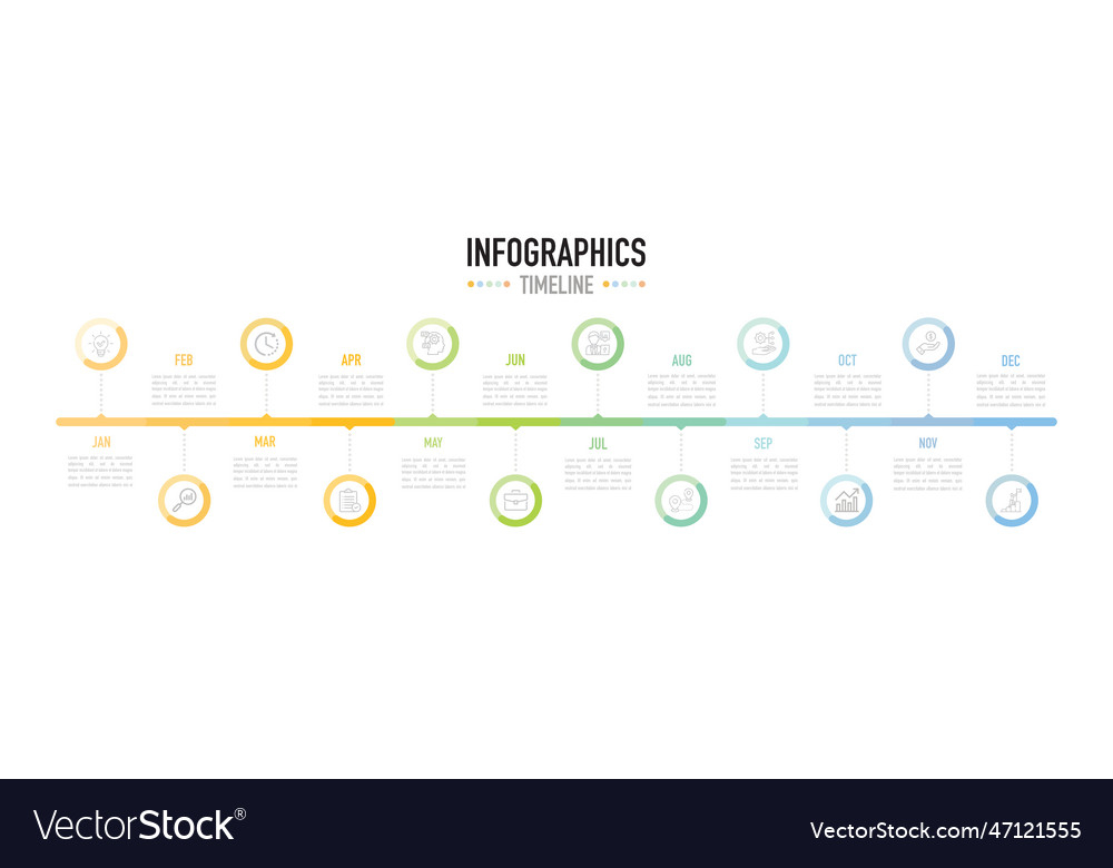 Circular timeline 12 months infographic Royalty Free Vector