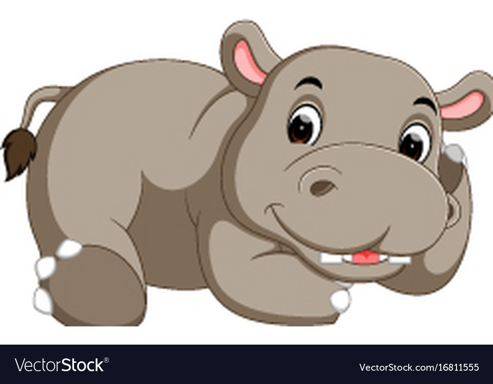 Cute hippo cartoon Royalty Free Vector Image - VectorStock