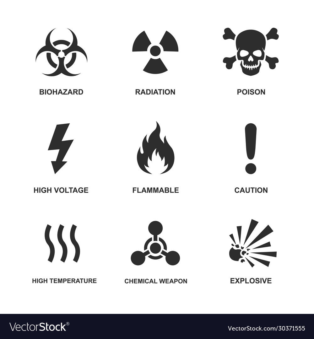 Icon set warning danger signs Royalty Free Vector Image